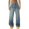 EMMIOL Baggy Jeans Men Wide Leg,Y2k Hip Hop Skater Denim Cargo Pants Vintage Loose Fit,Relaxed Long Trousers Streetwear(Grayish Blue)