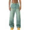 EMMIOL Baggy Jeans Men Wide Leg,Y2k Hip Hop Skater Denim Cargo Pants Vintage Loose Fit,Relaxed Long Trousers Streetwear(Green-x)