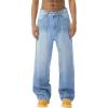 EMMIOL Baggy Jeans Men Wide Leg,Y2k Hip Hop Skater Denim Cargo Pants Vintage Loose Fit,Relaxed Long Trousers Streetwear(Light Blue)