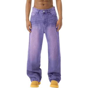 EMMIOL Baggy Jeans Men Wide Leg,Y2k Hip Hop Skater Denim Cargo Pants Vintage Loose Fit,Relaxed Long Trousers Streetwear(Violet)