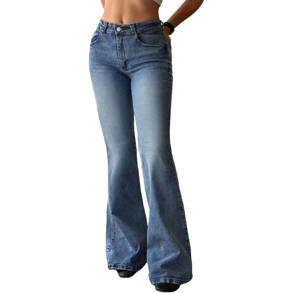 image:imageEMMIOL Women Flared Bootcut Jeans MidHigh Waist Jeans Stretch Trendy Bell Bottom 90s Denim Pants