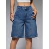 EMMIOL Shorts for Women Baggy Denim Jean High Waisted Knee Length Jorts Trendy Boyfriend Y2K Summer Streetwear(Blue)