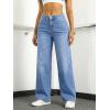 EMMIOL Women’s Wide Leg Baggy Jeans Low Rise Butt Lifting Stretchy Denim Pants 2026 BBL Boyfriend Back Patchwork Jeans(Blue)