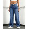 EMMIOL Women’s Wide Leg Baggy Jeans Low Rise Butt Lifting Stretchy Denim Pants 2026 BBL Boyfriend Back Patchwork Jeans(Mid Blue)
