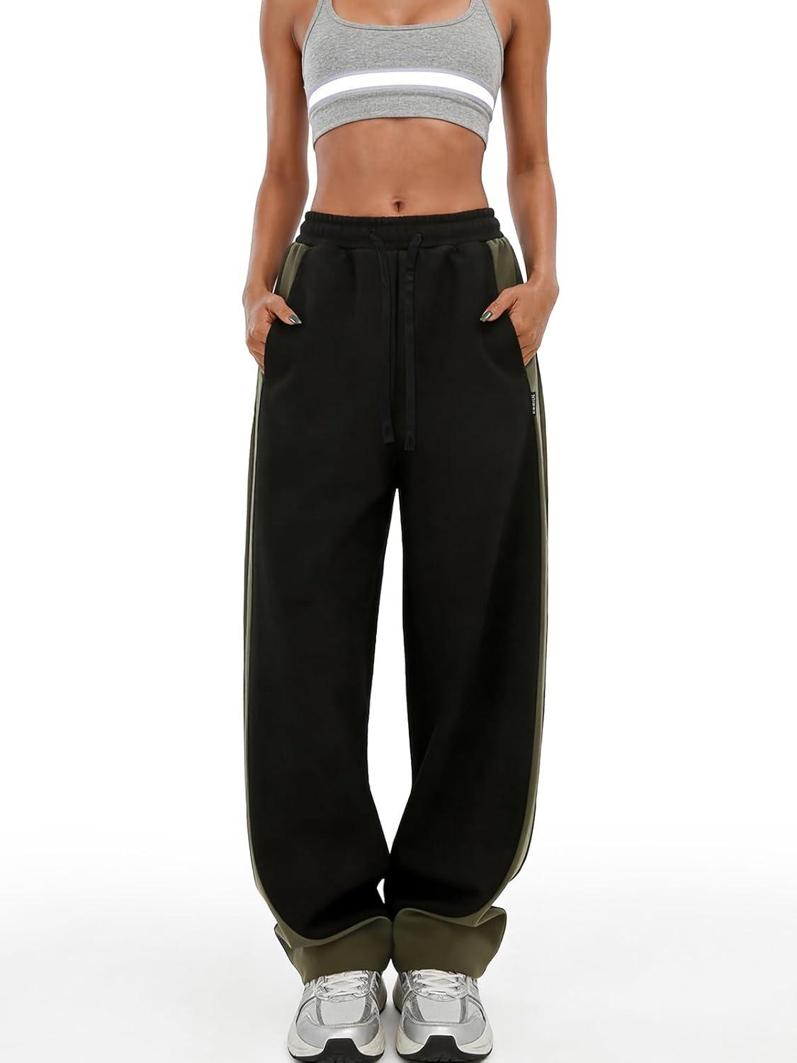 image:imageEMMIOL Y2K Baggy Sweatpants for Women 2026 Barrel Leg Joggers High Waisted Wide Leg Lounge Pants with PocketsDark Green