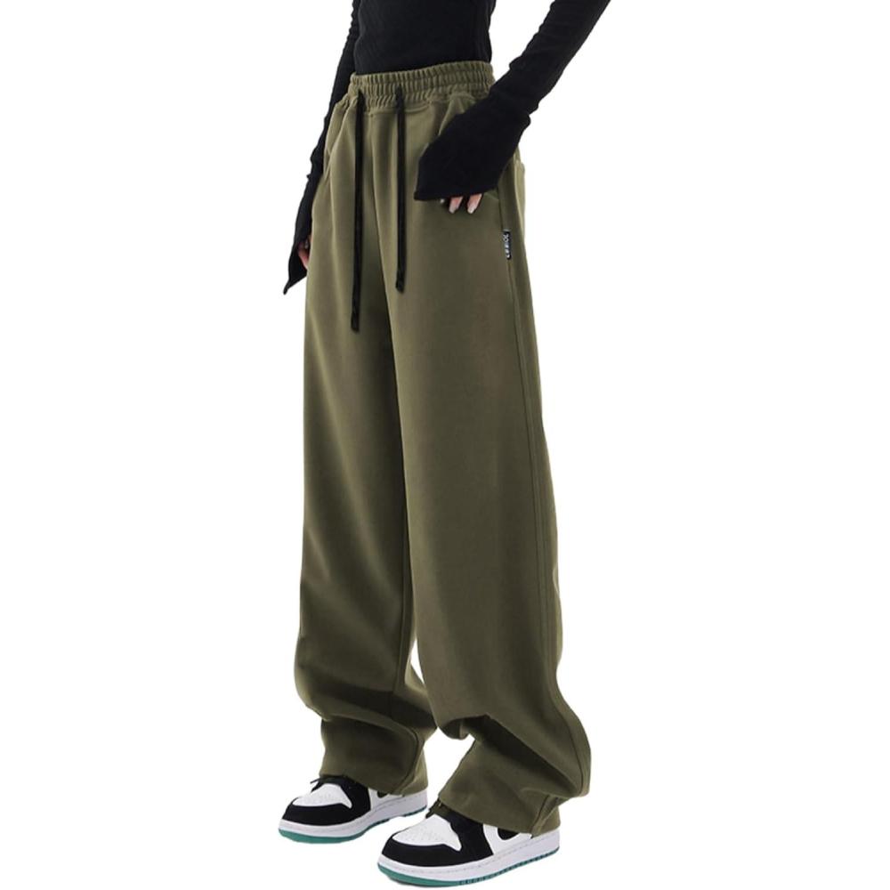 image:imageEMMIOL Y2K Baggy Sweatpants for Women 2026 Barrel Leg Joggers High Waisted Wide Leg Lounge Pants with PocketsBottle Green