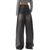 Women Baggy Jeans High Waisted Loose Fit Vintage Oversized Wide Leg Long Denim Pants Trousers(Black)