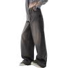 Women Baggy Jeans High Waisted Loose Fit Vintage Oversized Wide Leg Long Denim Pants Trousers(Black)