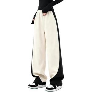 EMMIOL Y2K Baggy Sweatpants for Women, 2026 Barrel Leg Joggers, High Waisted Wide Leg Lounge Pants with Pockets(Apricot)