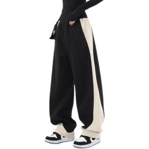 EMMIOL Y2K Baggy Sweatpants for Women, 2026 Barrel Leg Joggers, High Waisted Wide Leg Lounge Pants with Pockets(Black)