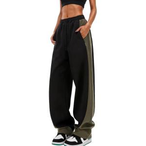 EMMIOL Y2K Baggy Sweatpants for Women, 2026 Barrel Leg Joggers, High Waisted Wide Leg Lounge Pants with Pockets(Dark Green)