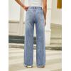 EMMIOL Women’s Wide Leg Jeans Mid High Waisted Trendy Seamed Front Baggy Vintage Denim Pants with Pockets(Vintage Blue)