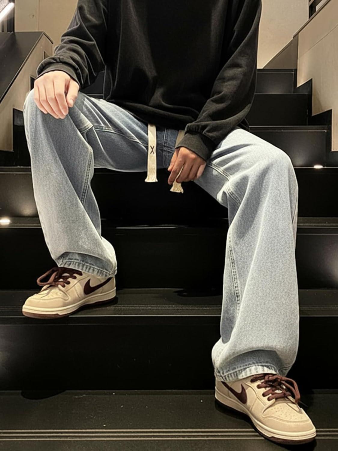image:imageEMMIOL Cargo Baggy Jeans for Men Pants Wide Leg Relaxed Loose Fit Denim Y2K Straight Leg Streetwear Vintage211light Blue