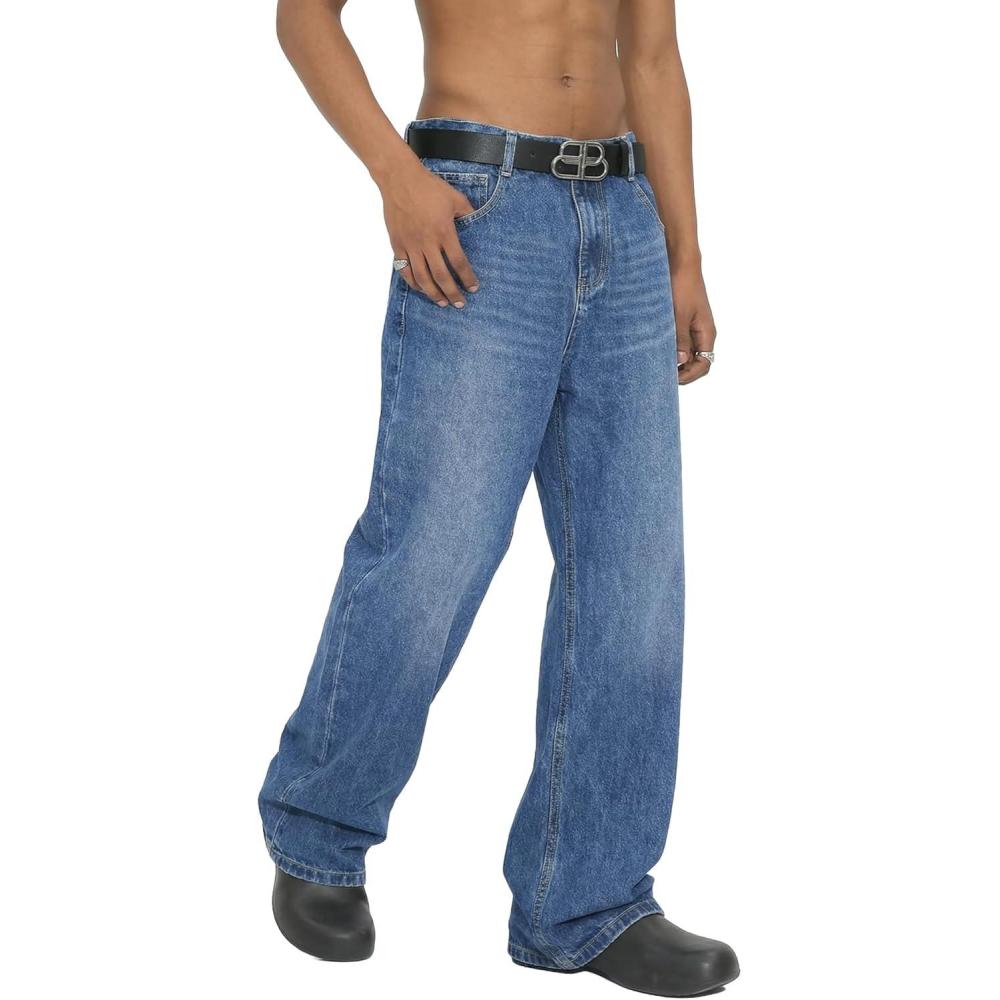 image:imageEMMIOL Cargo Baggy Jeans for Men Pants Wide Leg Relaxed Loose Fit Denim Y2K Straight Leg Streetwear Vintage201dark Blue