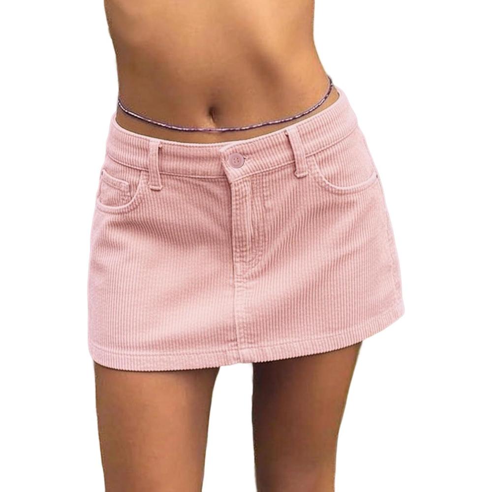 image:imageEMMIOL Corduroy Skirts for Women MidLow Rised Casual A Line Mini Dress 2026 Trendy Y2k ClothesCorduroy Pink