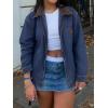 EMMIOL Barn Jean Jacket for Women Zipper 2026 Clean Fit Long Sleeve Denim Jackets(A Blue Brown)