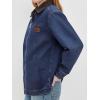 EMMIOL Barn Jean Jacket for Women Zipper 2026 Clean Fit Long Sleeve Denim Jackets(A Blue Brown)