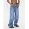 EMMIOL Cargo Baggy Jeans for Men, Pants Wide Leg, Relaxed Loose Fit Denim Y2K Straight Leg Streetwear Vintage(201-blue 1)