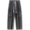 EMMIOL Cargo Baggy Jeans for Men, Pants Wide Leg, Relaxed Loose Fit Denim Y2K Straight Leg Streetwear Vintage(210-dark Grey)