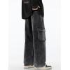 EMMIOL Cargo Baggy Jeans for Men, Pants Wide Leg, Relaxed Loose Fit Denim Y2K Straight Leg Streetwear Vintage(210-dark Grey)