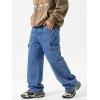 EMMIOL Cargo Baggy Jeans for Men, Pants Wide Leg, Relaxed Loose Fit Denim Y2K Straight Leg Streetwear Vintage(Blue)