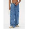 EMMIOL Cargo Baggy Jeans for Men, Pants Wide Leg, Relaxed Loose Fit Denim Y2K Straight Leg Streetwear Vintage(Blue)