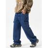 EMMIOL Cargo Baggy Jeans for Men, Pants Wide Leg, Relaxed Loose Fit Denim Y2K Straight Leg Streetwear Vintage(Dark Blue)