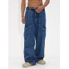 EMMIOL Cargo Baggy Jeans for Men, Pants Wide Leg, Relaxed Loose Fit Denim Y2K Straight Leg Streetwear Vintage(Dark Blue)