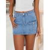 EMMIOL Denim Jean Skirt for Women Low Rise Mini Y2K Summer Sexy Skorts with Pocket Trendy Casual Skirts(Light Blue)