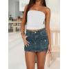 EMMIOL Denim Jean Skirt for Women Low Rise Mini Y2K Summer Sexy Skorts with Pocket Trendy Casual Skirts(Vintage Blue)