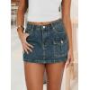 EMMIOL Denim Jean Skirt for Women Low Rise Mini Y2K Summer Sexy Skorts with Pocket Trendy Casual Skirts(Vintage Blue)