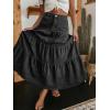 EMMIOL Long Denim Skirt for Women – Mid High Waisted A-Line Jean Maxi Skirts Dark Wash Tiered Swing Jean Skirt with Pockets(Black)