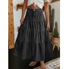 EMMIOL Long Denim Skirt for Women – Mid High Waisted A-Line Jean Maxi Skirts Dark Wash Tiered Swing Jean Skirt with Pockets(Black)