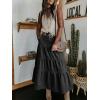 EMMIOL Long Denim Skirt for Women – Mid High Waisted A-Line Jean Maxi Skirts Dark Wash Tiered Swing Jean Skirt with Pockets(Black)