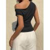 EMMIOL Off Shoulder Tops for Women Cute Sleeveless Polka Dot Shirts Ruched Sexy Going Out Tank Top Y2K Clothes(Black Solid)