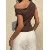EMMIOL Off Shoulder Tops for Women Cute Sleeveless Polka Dot Shirts Ruched Sexy Going Out Tank Top Y2K Clothes(Brown Solid)