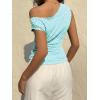 EMMIOL Off Shoulder Tops for Women Cute Sleeveless Polka Dot Shirts Ruched Sexy Going Out Tank Top Y2K Clothes(Light Blue Polka Dot)