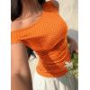 EMMIOL Off Shoulder Tops for Women Cute Sleeveless Polka Dot Shirts Ruched Sexy Going Out Tank Top Y2K Clothes(Orange Polka Dot)