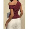 EMMIOL Off Shoulder Tops for Women Cute Sleeveless Polka Dot Shirts Ruched Sexy Going Out Tank Top Y2K Clothes(Wine Red Solid)