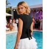 EMMIOL Sexy V Neck T Shirts for Women – Short Sleeve Slim Fit Bow Bandage Cute Crop Tops Y2k Summer Trendy Going Out Clothes, Black Bow Bandage, S
