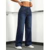 EMMIOL Women’s Wide Leg Baggy Jeans Mid Rise Butt Lifting Stretchy Denim Pants 2026 BBL Boyfriend Back Patchwork Jeans(Dark Blue)