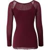 EMMIOL Y2K Mesh Top Women Long Sleeve Shirts Scoop Neck Ruffle Hem Babydoll Blouse Grunge Top Burgundy