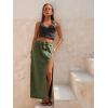 Jean Skirts for Women Maxi Side Slit Sexy Dress 2026 Summer Trendy Sexy Denim Long Skirt(Army Green)