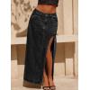 Jean Skirts for Women Maxi Side Slit Sexy Dress 2026 Summer Trendy Sexy Denim Long Skirt(Black)