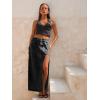 Jean Skirts for Women Maxi Side Slit Sexy Dress 2026 Summer Trendy Sexy Denim Long Skirt(Black)