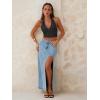 Jean Skirts for Women Maxi Side Slit Sexy Dress 2026 Summer Trendy Sexy Denim Long Skirt(Blue)