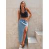 Jean Skirts for Women Maxi Side Slit Sexy Dress 2026 Summer Trendy Sexy Denim Long Skirt(Blue)