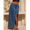 Jean Skirts for Women Maxi Side Slit Sexy Dress 2026 Summer Trendy Sexy Denim Long Skirt(Dark Blue)