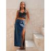 Jean Skirts for Women Maxi Side Slit Sexy Dress 2026 Summer Trendy Sexy Denim Long Skirt(Dark Blue)