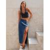 Jean Skirts for Women Maxi Side Slit Sexy Dress 2026 Summer Trendy Sexy Denim Long Skirt(Dark Blue)